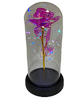 Роза в стеклянной колбе Rose of Love с LED подсветкой цвет Фуксия