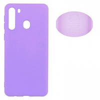Чехол для Samsung A21 (SOFT Silicone Case) сиреневый цвет с микрофиброй.