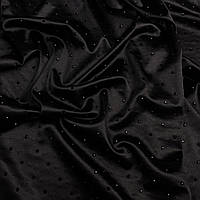 Ткань бифлекс черный с черными камнями