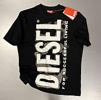 Фирменная летняя стильная премиум футболка DIESEL T-SHIRT ЧЕРНАЯ