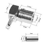ВЧ роз'єм QMA Male (тато) кутовий 90° обтискний на кабель RG-316 RG-178 RG-174 LMR100 SFF50-1.5 для FPV антен, передавачів, фото 7