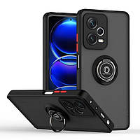 Противоударный чехол бампер GKK LikGus Magnetic Ring с подставкой для Xiaomi Redmi Note 12 Pro 5G Black