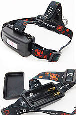 Потрійний налобний ліхтар LED Headlight на акумуляторі - потужна велофара з регулюванням кута світла, фото 4