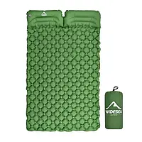 Надувной коврик на 2 человека, матрас Widesea туристический с подушками в палатку - Зеленый