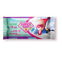 Влажные салфетки Super Baby SuperPack ромашка и алоэ 15шт