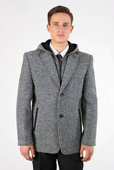 Молодіжна куртка-пальто з капюшоном, сіра