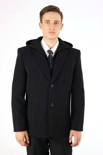 Молодіжна куртка-пальто з капюшоном