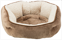 Лежанка пуфик для кошек и собак Лежак Otello коричнево - бежевый 50 см