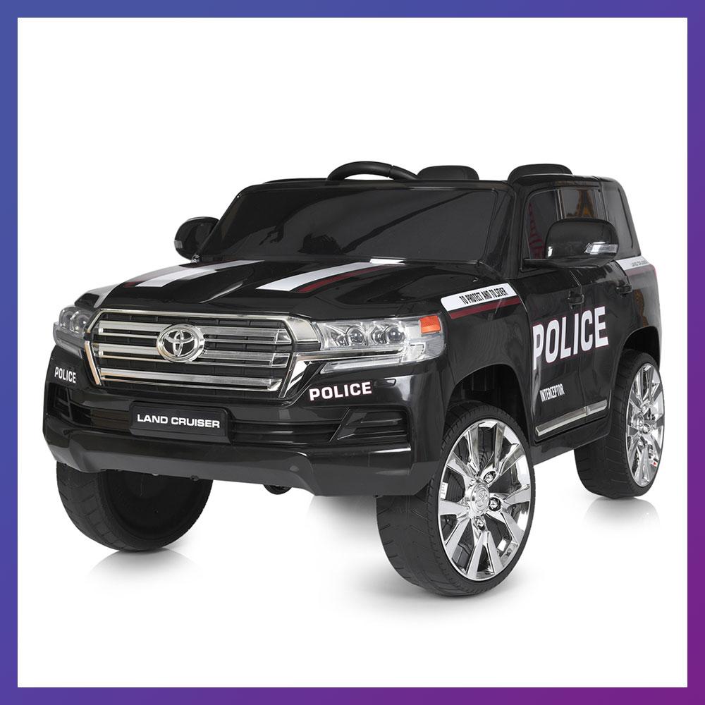 Дитячий електромобіль Toyota Land Cruiser Police з пультом р/у для дітей 3-8 років поліція Чорний