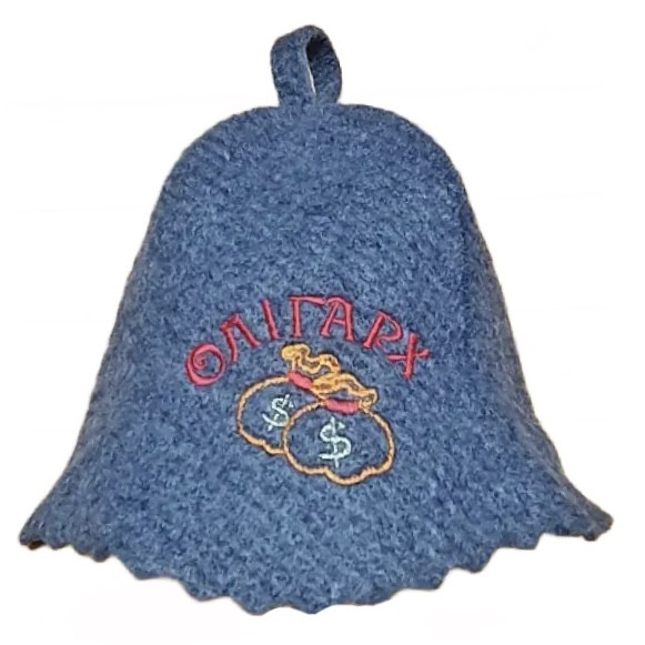 Шапка для бані та сауни термостійка з яскравою вишивкою "Олігарх" Сіра