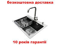 Комплект мийка + змішувач Handmade Romzha Arta Nova U-550 Чорна (B)