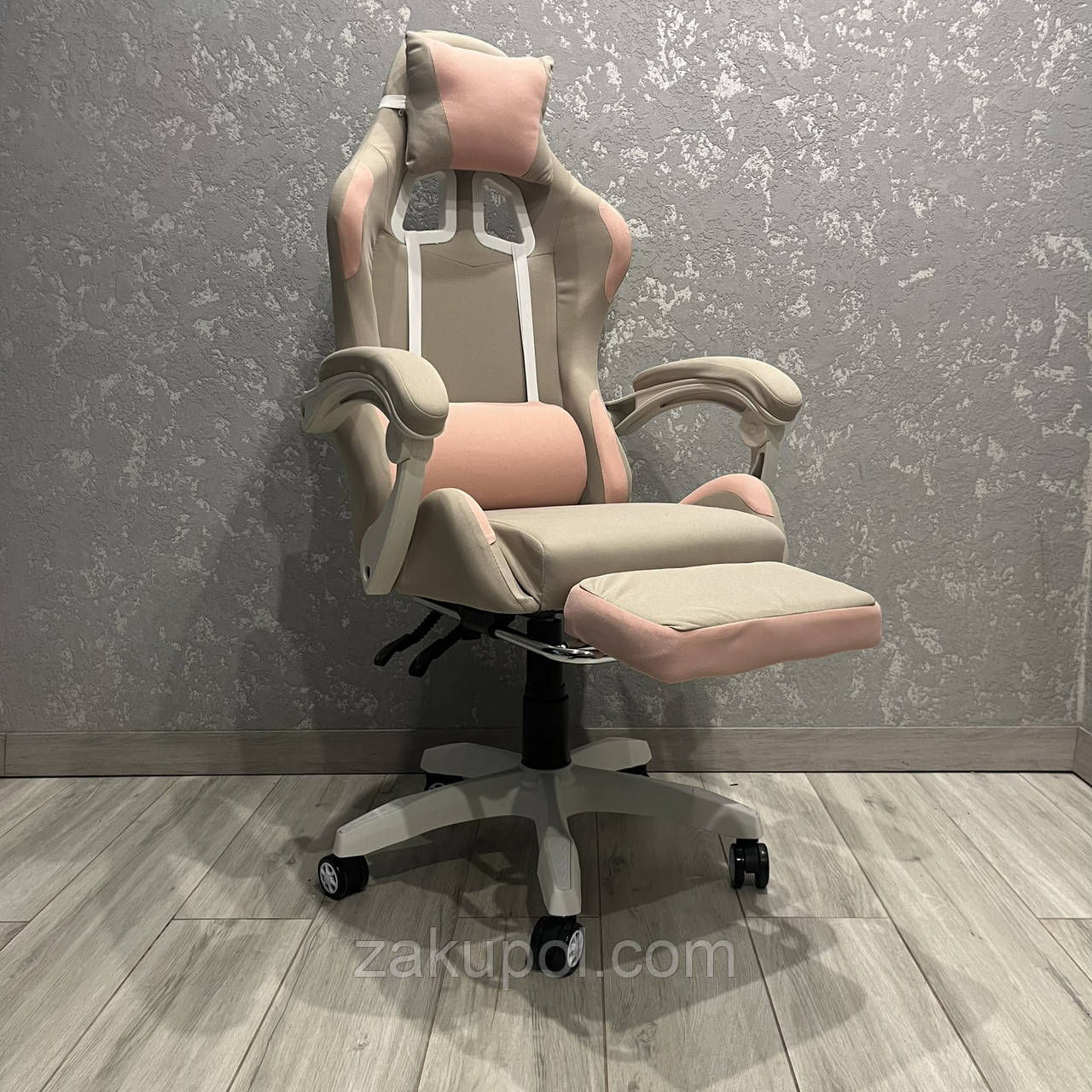 Комп'ютерне крісло із тканини PRESTIGE GС05-11 Бежево-рожевий, фото 1