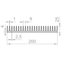 Алюминиевый радиаторный профиль 200х25 без покрытия рифленый