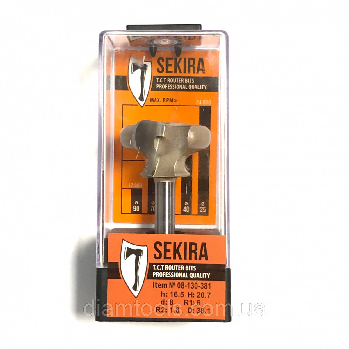 Фреза під приховану меблеву ручку Sekira D38.1 H20.7 h16.5 d8 (08-130-381)