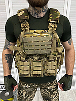 Плитоноска с быстрым сбросом Мультикам Cordura Универсальный тактический жилет броник молле для плит 30х25 ukr