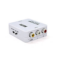 Конвертер Mini, AV to HDMI, ВХОД 3RCA(мама) на ВЫХОД HDMI(мама), 720P/1080P, White, BOX n