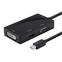 Конвертер mini Display Port (папа) на HDMI/VGA/DVI(мама) 30cm, Black, 4K/2K, Пакет i