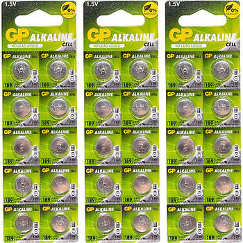 Плоскі батарейки 1.5V у вигляді таблетки GP-189 LR54 на блістері 10 шт GP-015519 в упаковці 30 шт