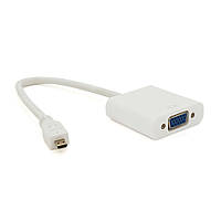 Конвертер micro HDMI (папа) на VGA(мама) 30cm, White, 4K/2K, Пакет i