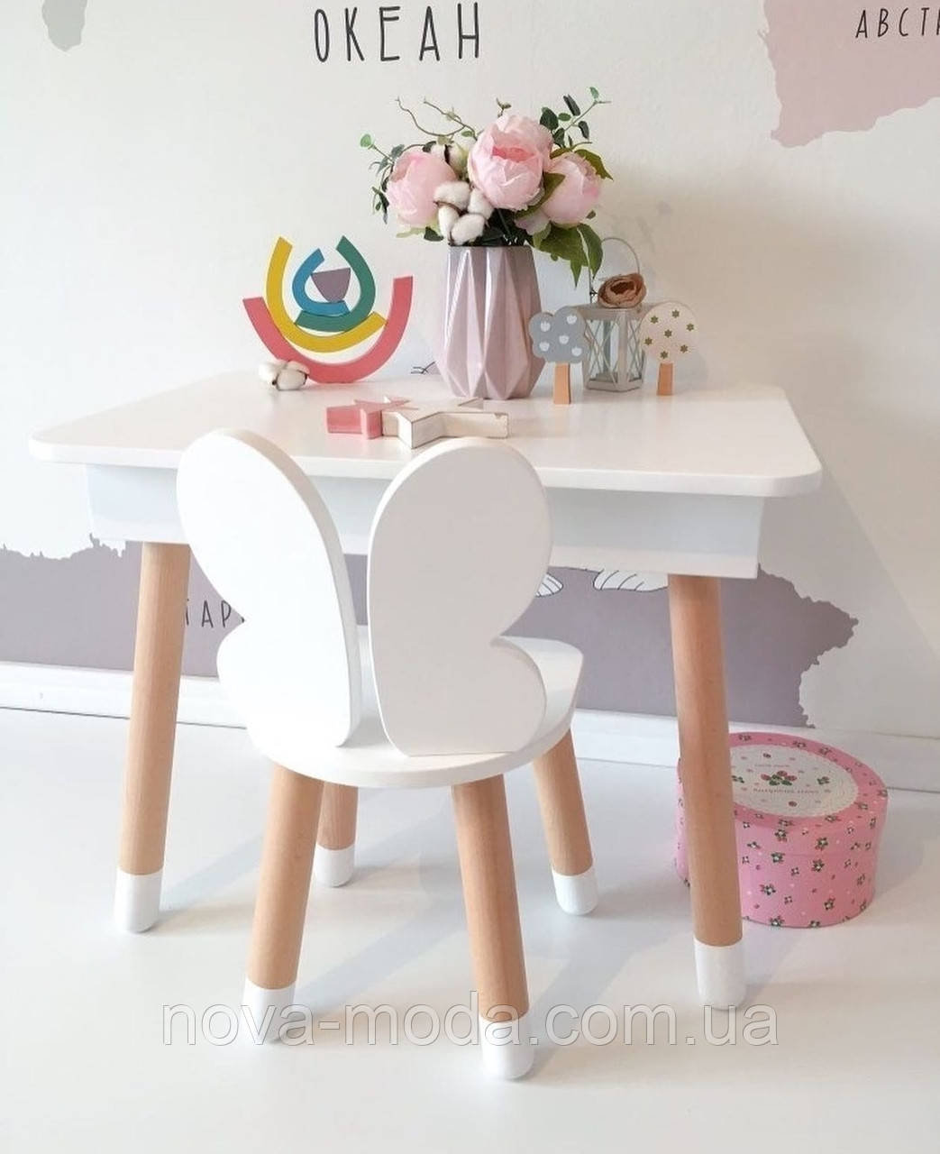 Дошкільний комплект дитячих меблів стіл і стільчик метелик, гарні меблі в дитячу, фото 1