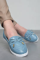 Туфли-лоферы женские голубого цвета 171077M