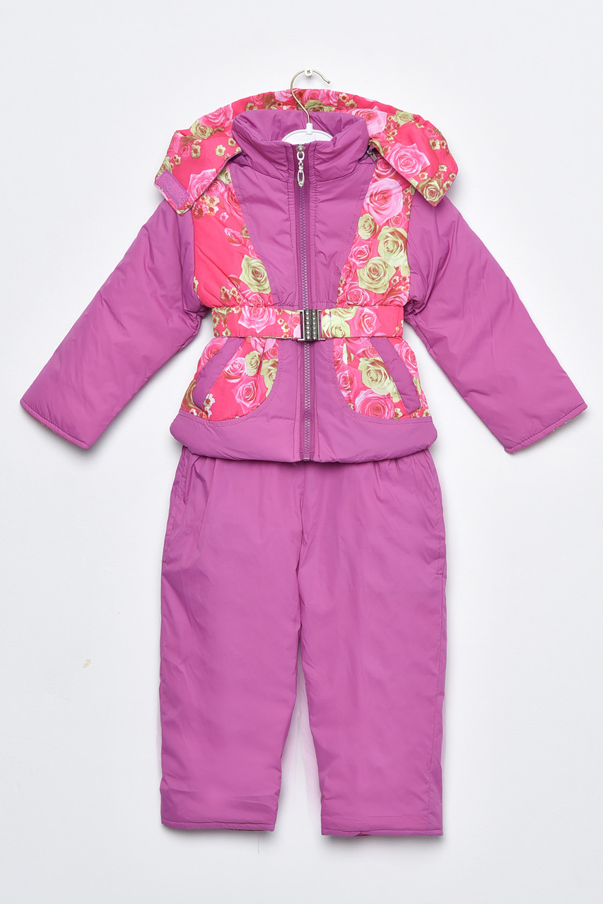 Куртка та напівкомбінезон дитячий для дівчинки єврозима фіолетового кольору 169407P