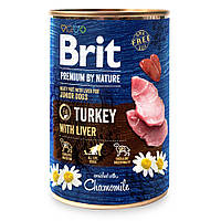 Влажный корм для щенков и молодых собак Brit Premium By Nature Turkey with Liver 400 г (индейка) i