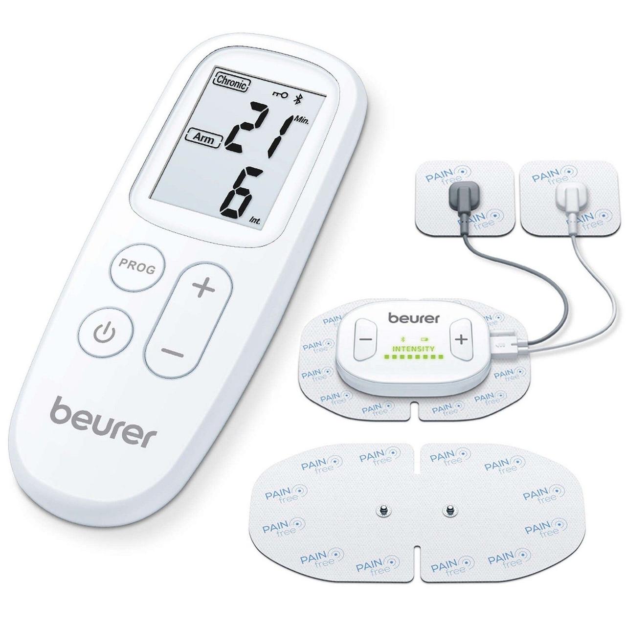 Beurer Електростимулятор для м'язів, акумулятор, micro-USB, вага - 0.078кг, 19 програм, підкл. до смартфону, білий  Baumar - Знак