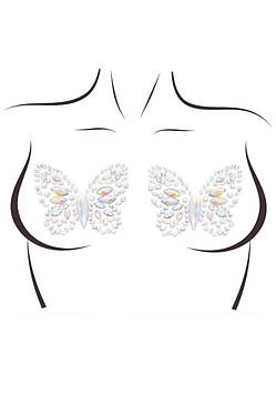 Пестис-метелики із кристалів Leg Avenue Chrysallis nipple sticker, наклейки, світяться у темряві, фото 1