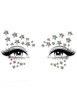 Прикраса-зірочки для тіла Leg Avenue Celeste face jewels sticker, наклейки світяться в темряві, фото 3