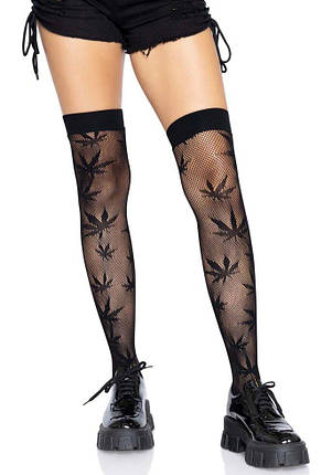 Панчохи з малюнком Leg Avenue 420 Net thigh highs Black, фото 1