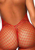 Еротичний сітчастий бодістокінг Leg Avenue Racer neck bodystocking Red, фото 6