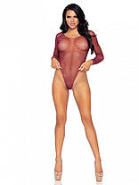 Сітчасте боді зі стразами Leg Avenue Crystalized fishnet bodysuit Burgundy One Size, фото 5