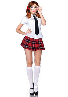 Еротичний костюм школярки Leg Avenue Private School Sweetie L, сорочка, спідниця, краватка, оправа, фото 4