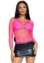 Сітчастий топ Leg Avenue Long Sleeves T-Shirts Neon Pink, One Size, фото 5