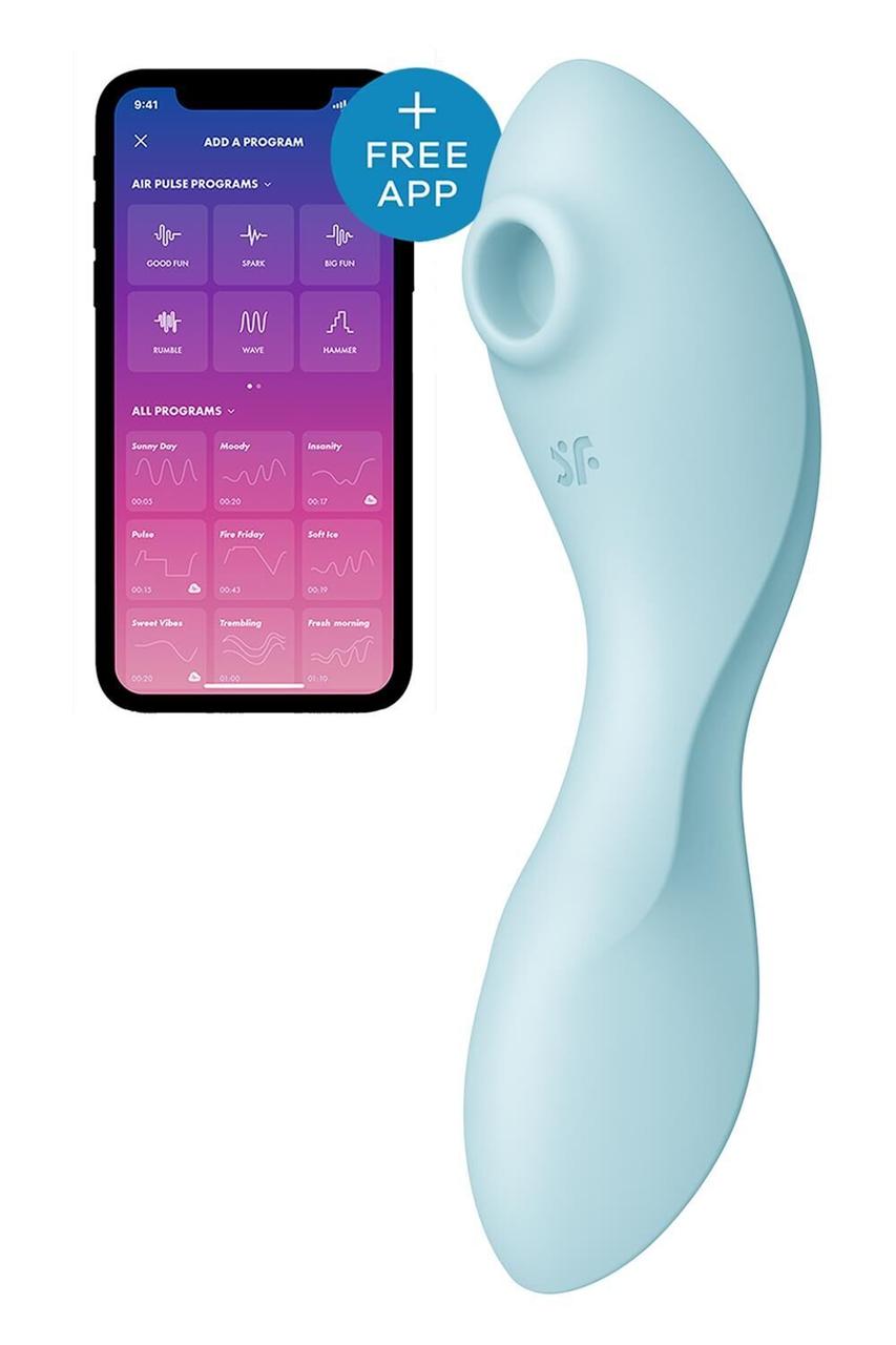 Вакуумний смарт-стимулятор з вібрацією Satisfyer Curvy Trinity 5 (Blue) (м'ята упаковка!!! Bomba💣, фото 1