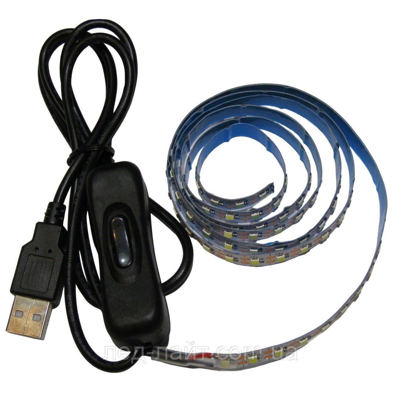 Комплект 1м LED стрічки USB 5V 2835(120LED/м) IP20 з вимикачем