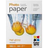 Фотобумага ColorWay A4 230г Glossy 100ст. (PG230100A4) g