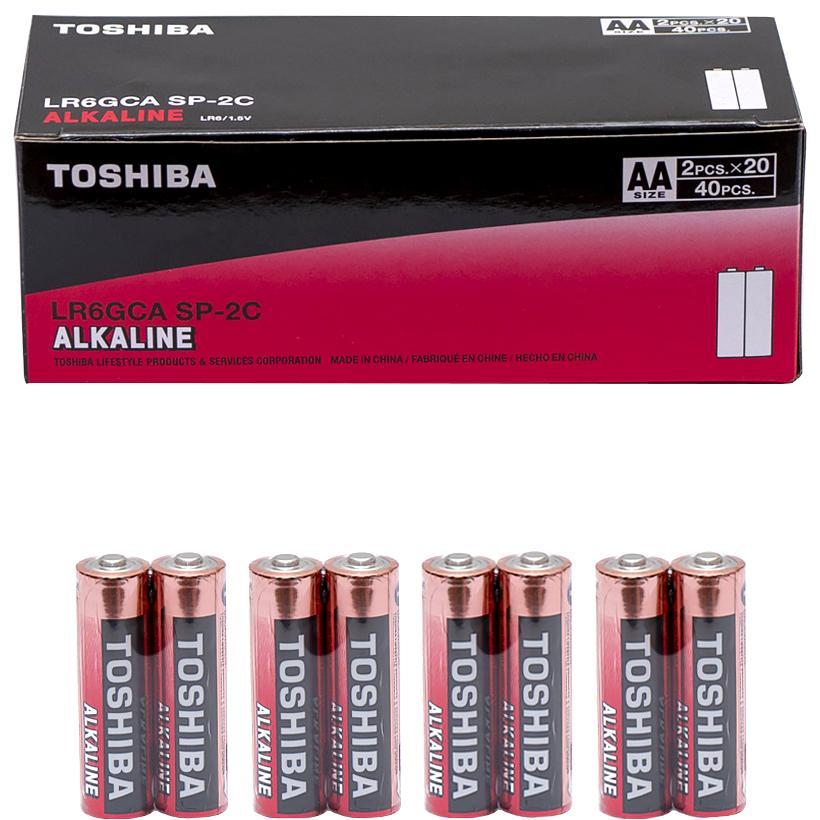Пальчикова батарейка на 1,5V у спайці по 2 шт Toshiba LR6 GCA SP-2C Economy Alkaline в упаковці 40 штук