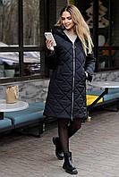 Пальто жіноче зимове чорне код П840