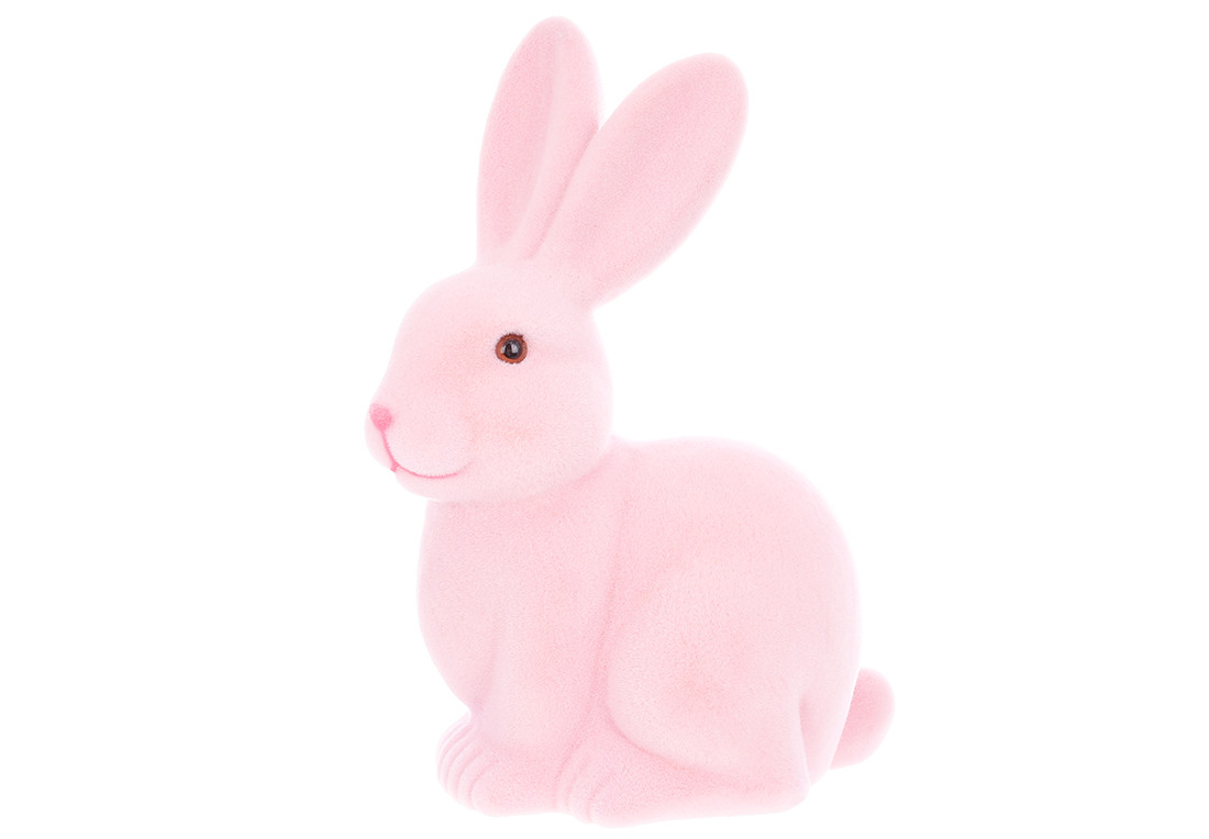 Фігурка декоративна Кролик з флоковим напиленням 13*23см, колір - рожевий ТОВАР ВІД ВИРОБНИКА