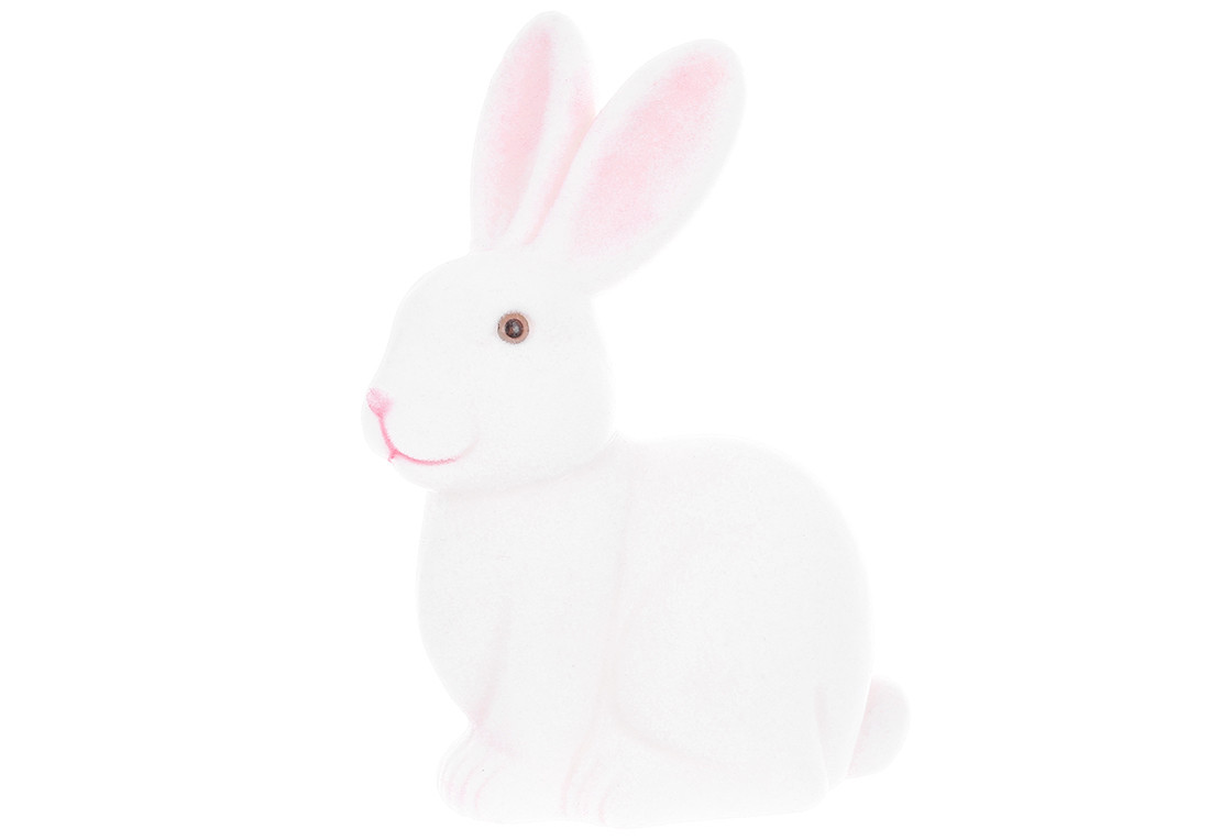 Фігурка декоративна Кролик з флоковим напиленням 13*23см, колір - білий ТОВАР ВІД ВИРОБНИКА