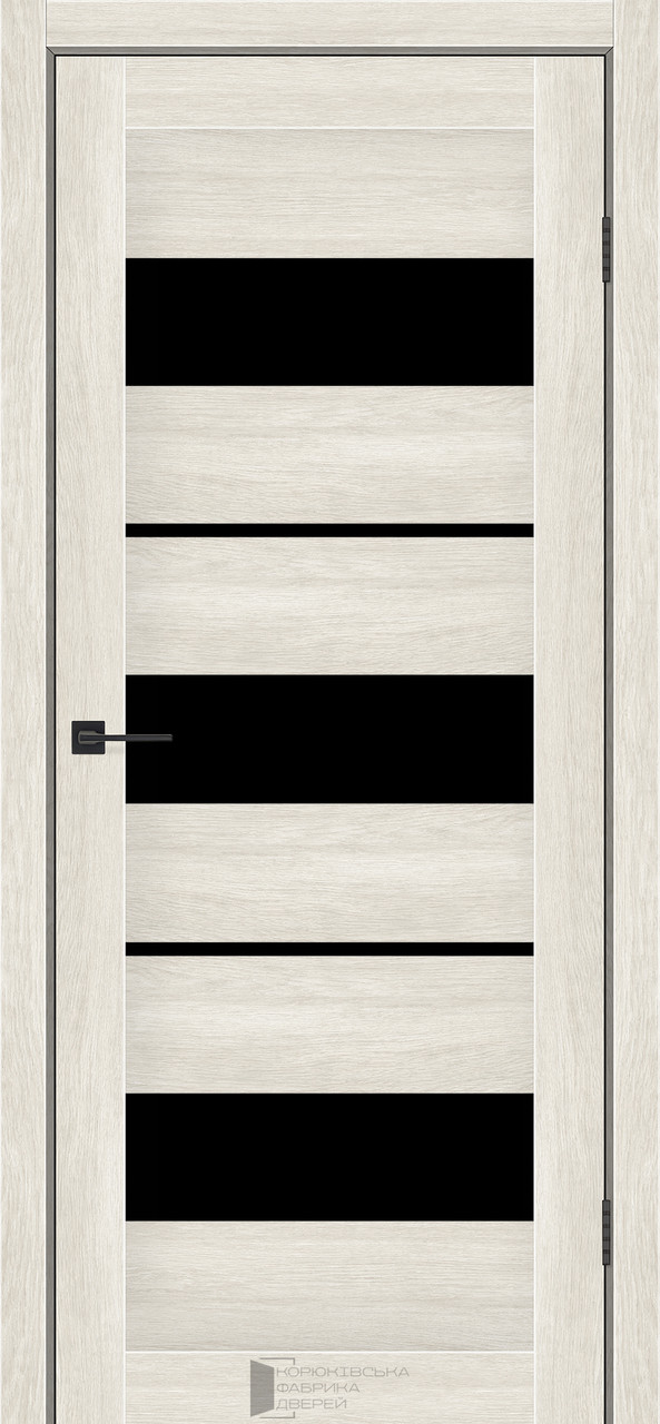 Двері міжкімнатні КФД (KFD) Flora Дуб Гімалайський з чорним склом, фото 1