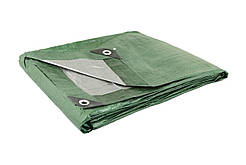 Тент для укриття зерна посилений 130 г/м² 2х3м хакі\срібло від дощу універсальний з люверсами (ml-31124)