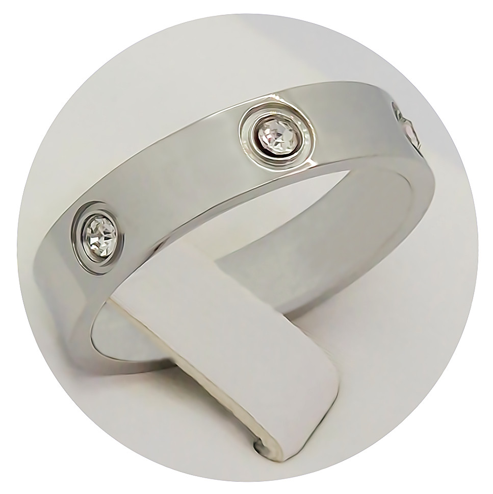 Каблучка Stainless Steel. Сталь. Родій. Камені: білий циркон. Є: 16р