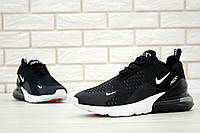 Мужские кроссовки Nike Air Max 270 Black White Red (Черные с белым) Обувь Найк Аир Макс 270 текстиль демисезон