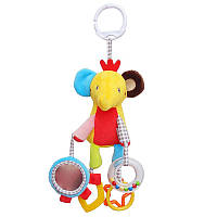 Детская погремушка WD210219 подвеска животное мягкое с прорезывателем и зеркалом слон , Лучшая цена