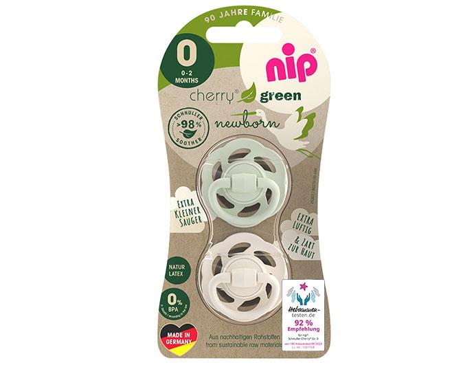 Пустушка кругла латекс Вишенька Зелена Серія для новонароджених Салатовий/Крем від 0 до 2 місяців NIP 2шт, фото 1