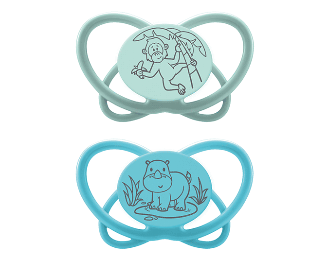 Пустушка кругла "Мій метелик "  "Зелена Серія" (Блакитний) (силікон) (від 16 до 32 місяців)(2 шт), фото 1