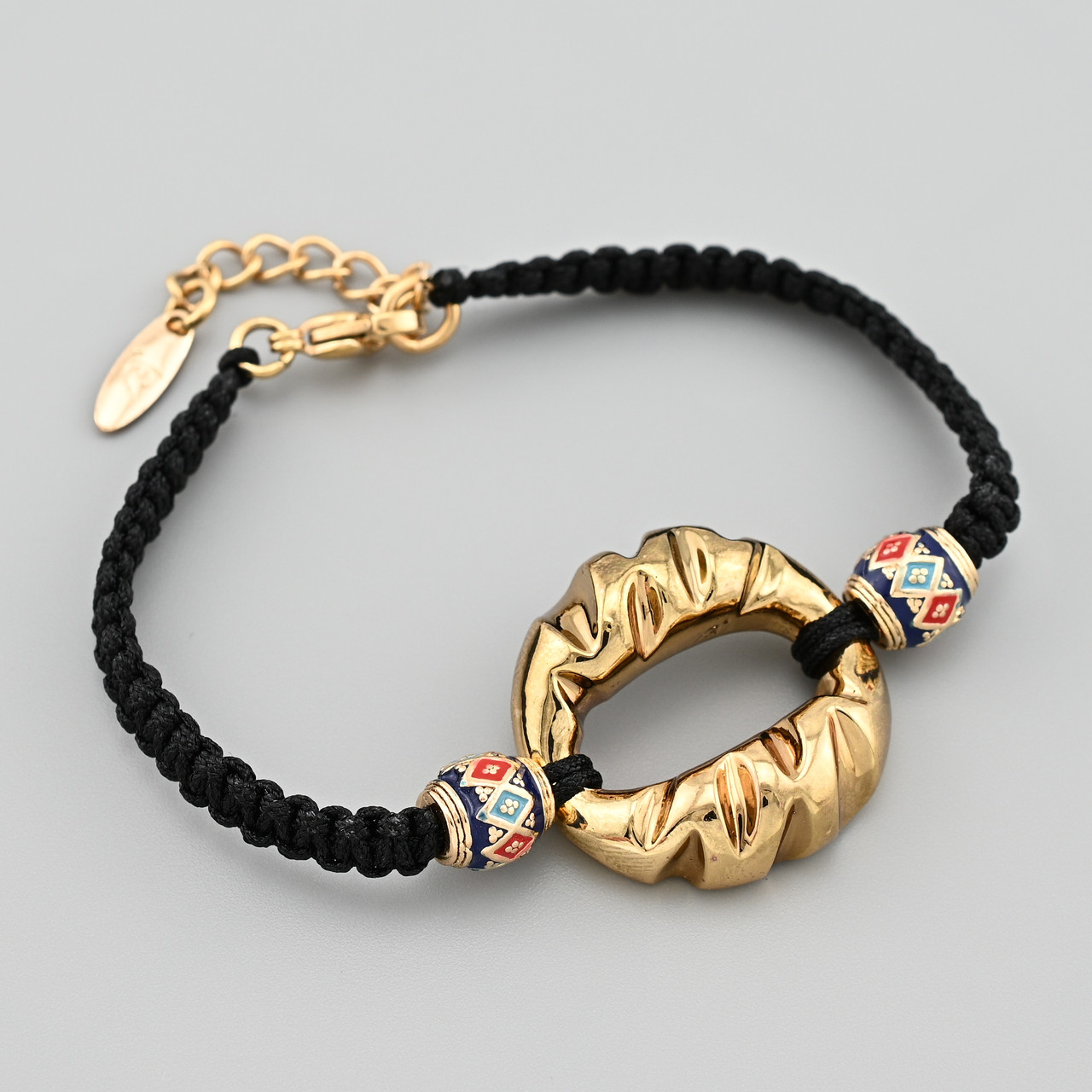 Браслет Турецький скарб 39052распасп брак покриття ширина 5 мм різнокольорова емаль позолота 18К довжина 18+3, фото 1